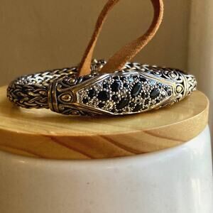 Rare John Hardy Lava Blue Elliptical Station Bracelet Sterling Silver 18K Gold